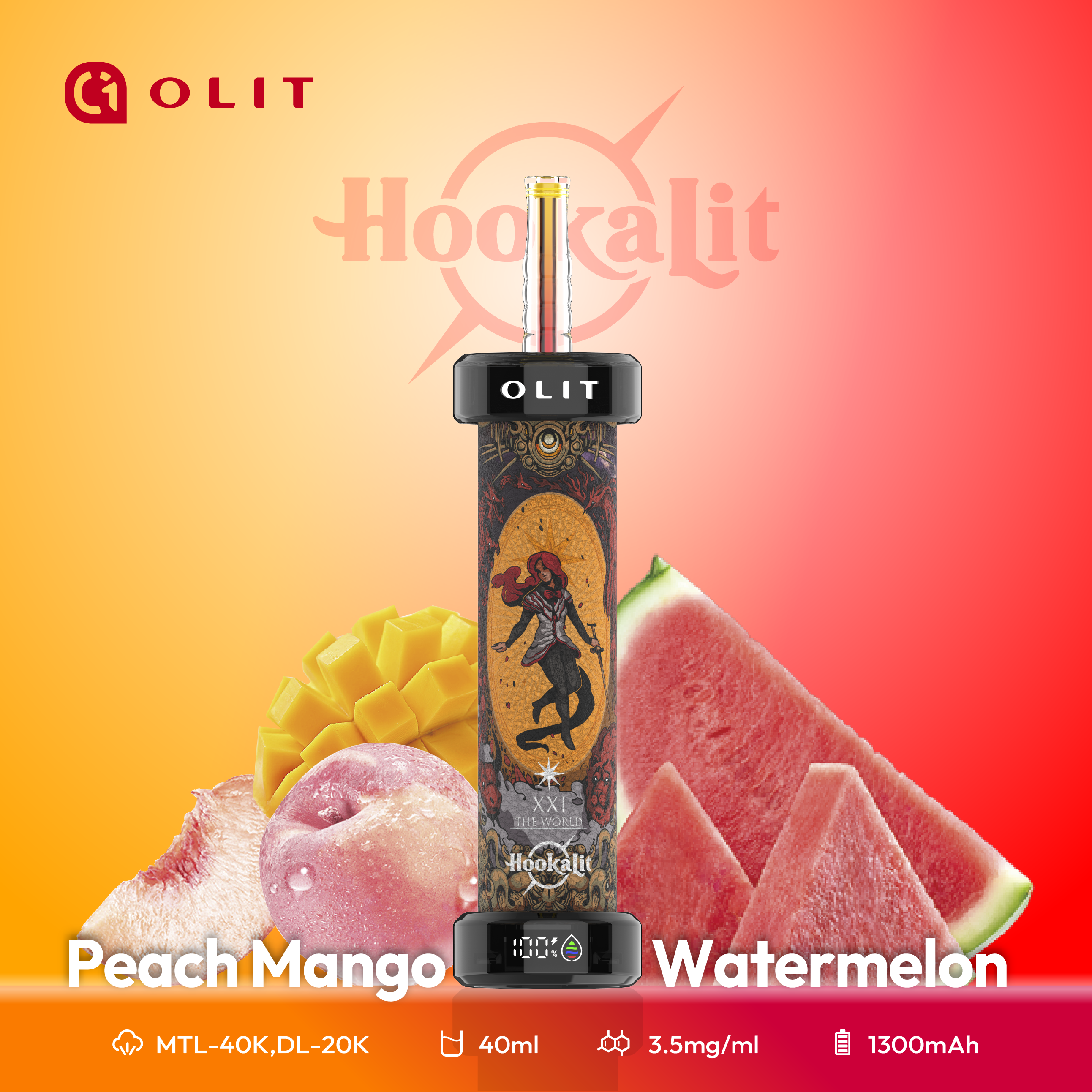 Peach Mango Watermelon - Olit 40K Hookah - Article product